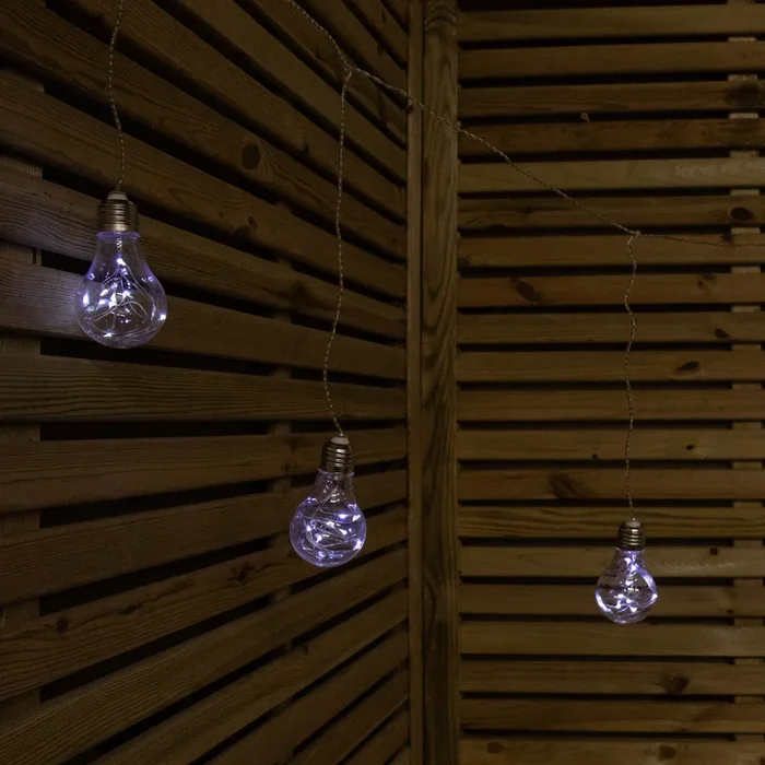 1.2m Set of 5 Battery Operated Light up Edison Style Bulbs with 40 Cool White LEDs