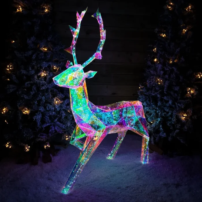 1.4m Light up Standing Dreamlights Iridescent Christmas Stag with 600 White LEDs