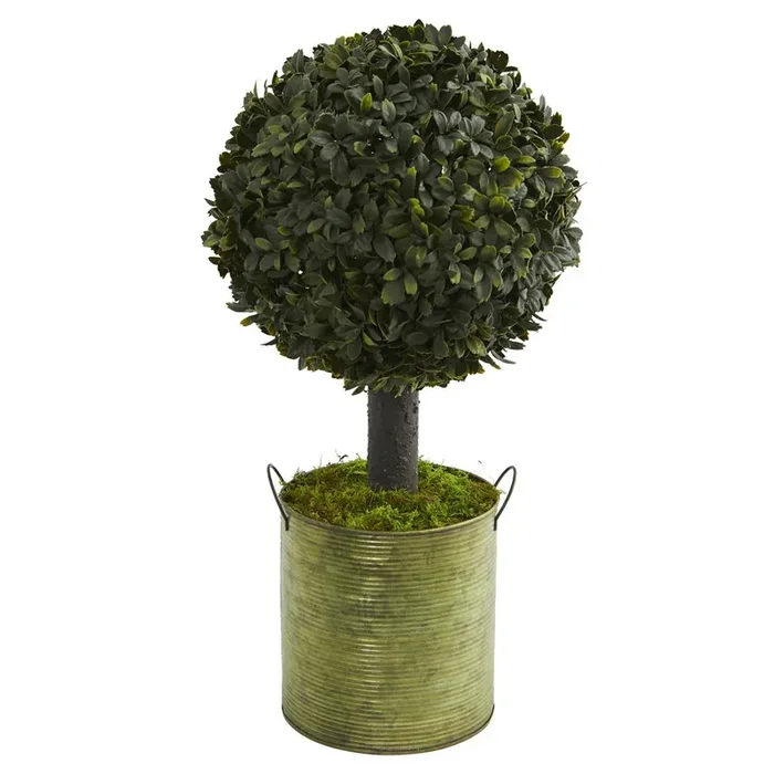 1.5ft. Boxwood Ball Topiary Artificial Tree in Green Tin (Indoor/Outdoor)