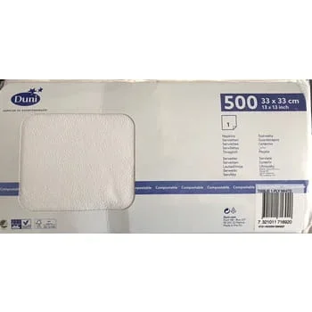1-lagige Servietten 33×33 cm weiß Duni 500Stk.