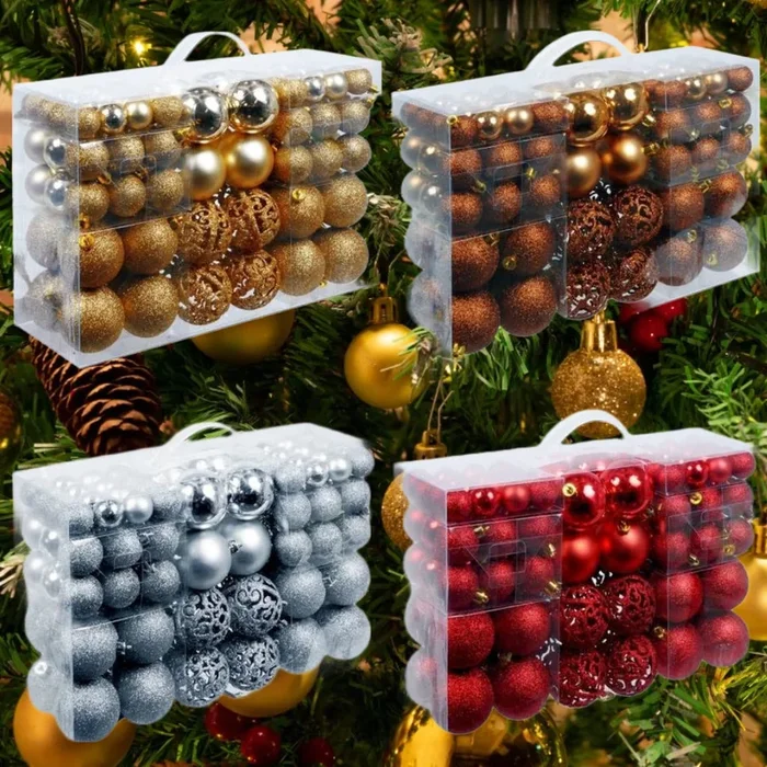 100pcs Christmas Decor Baubles Tree Xmas Balls Party Wedding Ornament Size 3/4/6