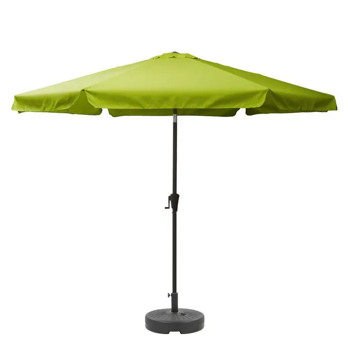 10ft Round Tilting Lime Green Patio Umbrella and Round Umbrella Base