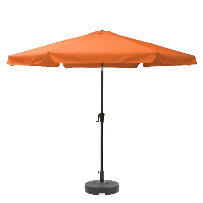 10ft Round Tilting Orange Patio Umbrella and Round Umbrella Base