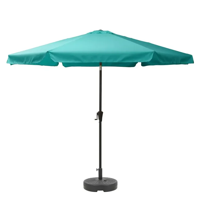 10ft Round Tilting Turquoise Blue Patio Umbrella and Round Umbrella Base