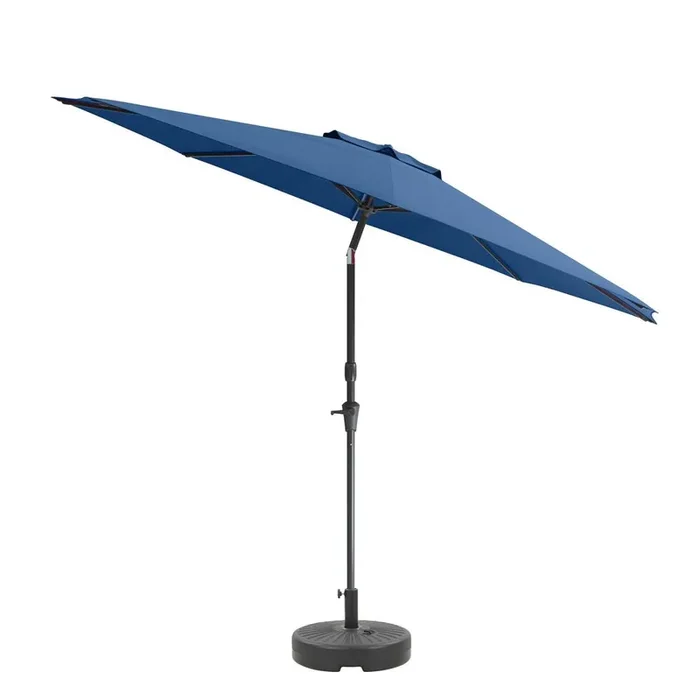 10ft UV and Wind Resistant Tilting Cobalt Blue Patio Umbrella and Base
