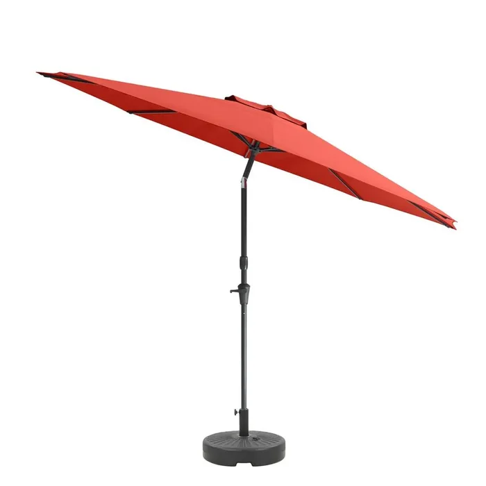 10ft UV and Wind Resistant Tilting Crimson Red Patio Umbrella and Base