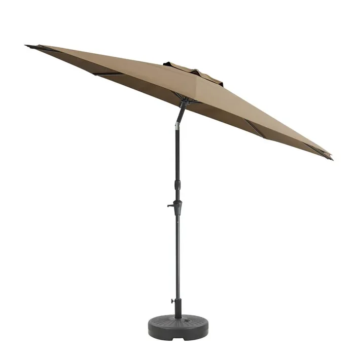 10ft UV and Wind Resistant Tilting Sandy Brown Patio Umbrella and Base
