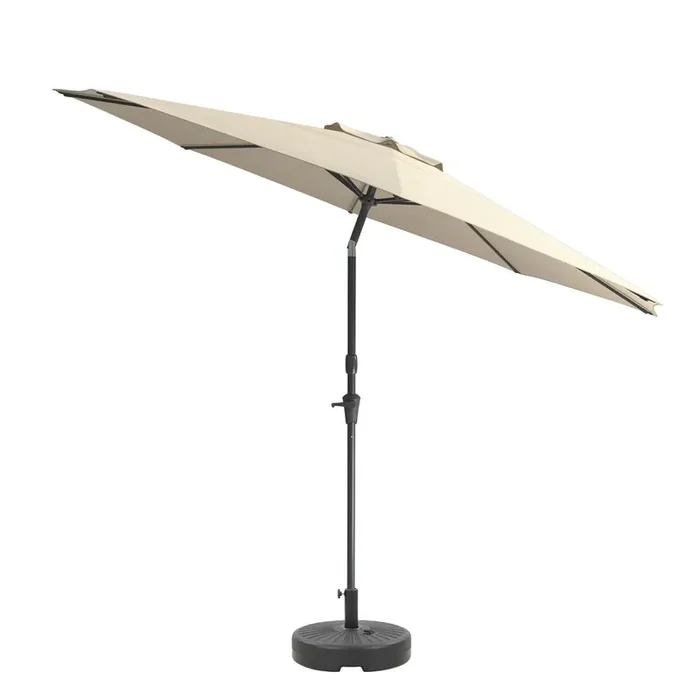 10ft UV and Wind Resistant Tilting Warm White Patio Umbrella and Base