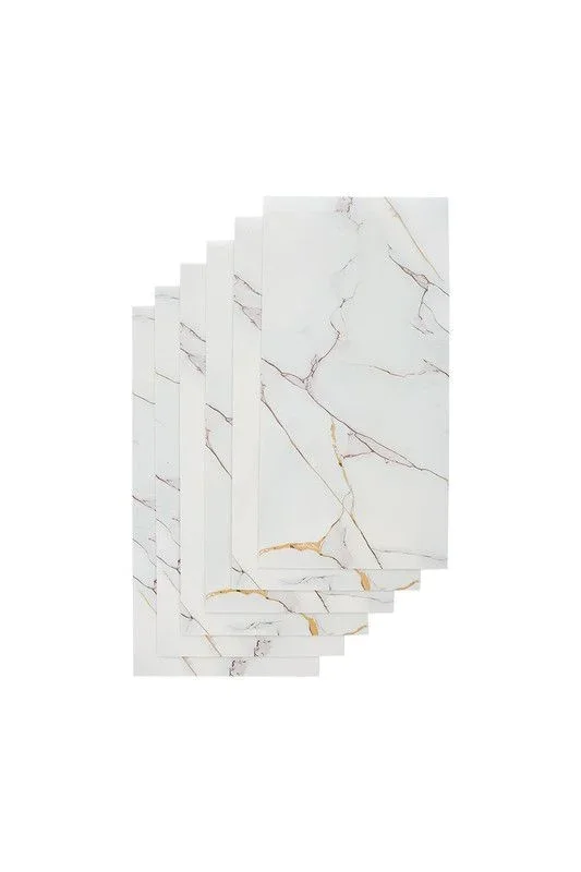 10pcs White Gold Brown Marble Effect Self-Adhesive Wall Stickers, 30 x 60cm