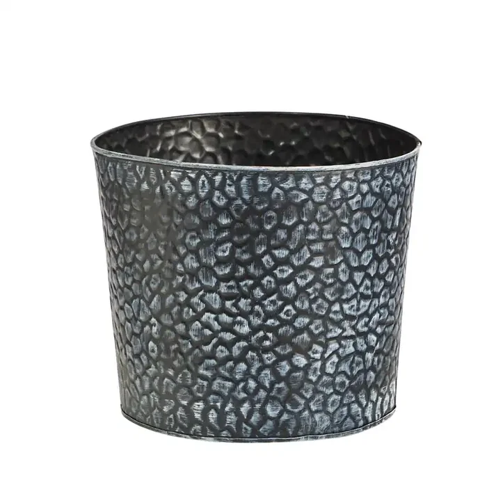 11.5in. Embossed Tin Bucket with Pebble Pattern