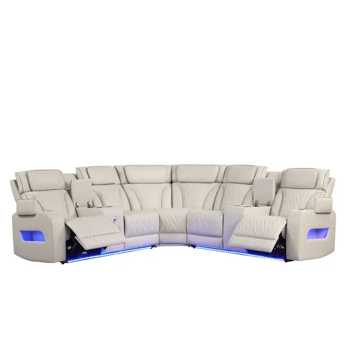 117″W Aire Transformer Power Reclining Sectional Sofa with Power Headrest