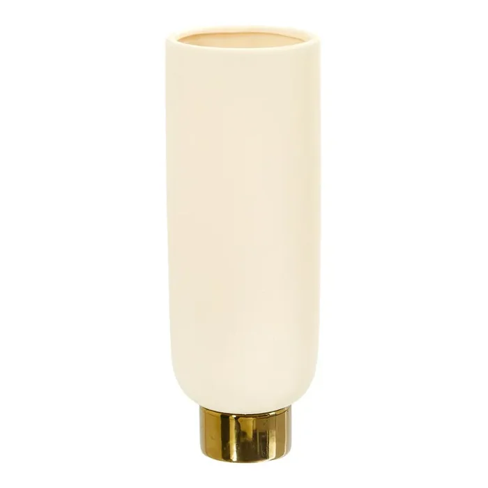 12.75in. Elegance Ceramic Cylinder Vase with Gold Accents