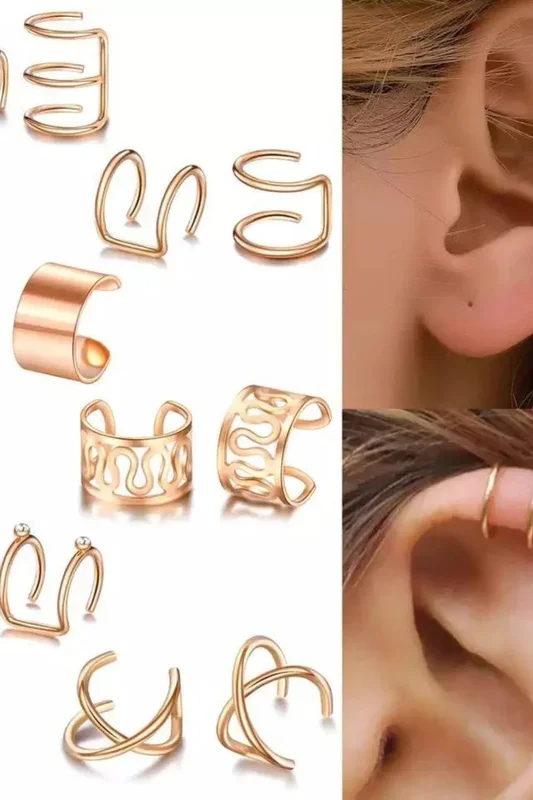 12 Piece Wire No Piercing Cartilage Helix Ear Cuff