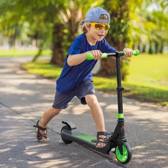 120W Kids Folding Electric Scooter with Rear Wheel Brake in Green