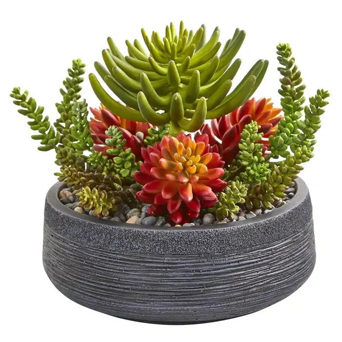 12in. Succulent Garden Artificial Plant in Bowl