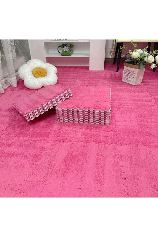 12Pcs Interlocking Plush EVA Floor Tiles DIY Mix & Match Colours for Stylish Look