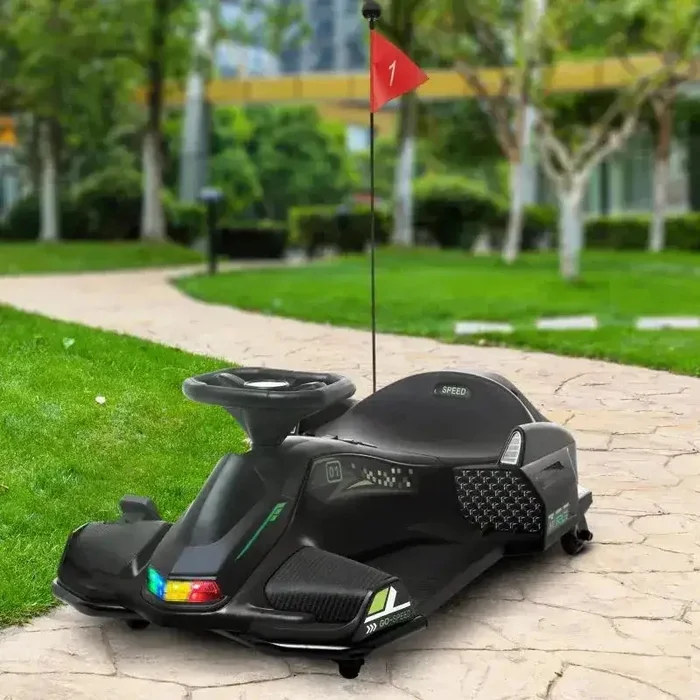 12V Electric Drift Go-Kart for Kids – Black | Ride-On with Drift Function and Music HOMCOM