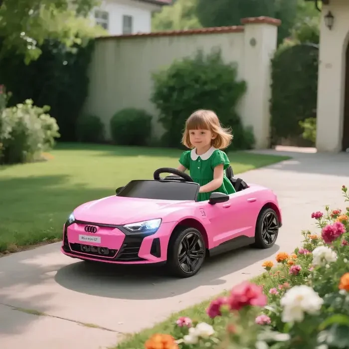 12V Licensed Audi RS E-tron GT Kids Ride-On Car – Pink | LED Lights and Music HOMCOM
