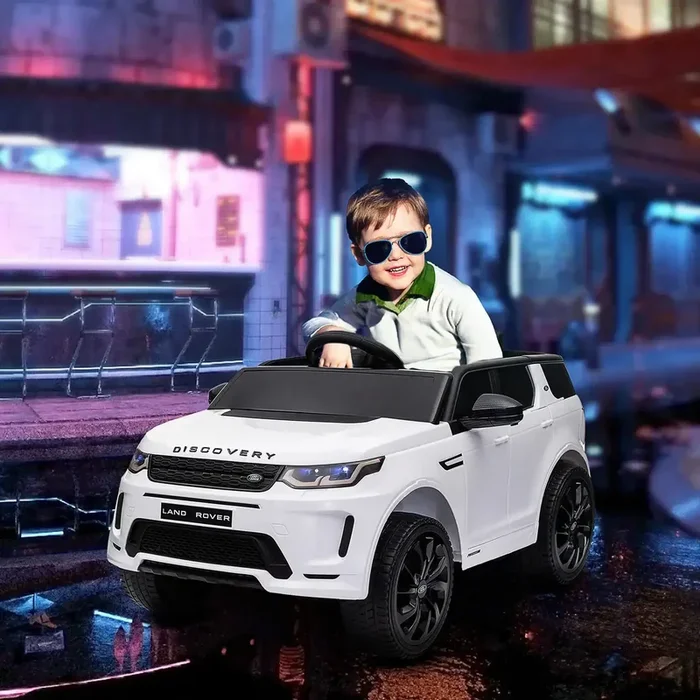 12V Licensed Land Rover Discovery Sport Kids Ride-On Car – White | Remote and Manual Control AIYAPLAY