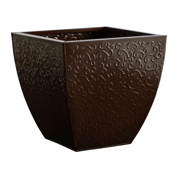 14in. Embossed Metal Scroll Planter