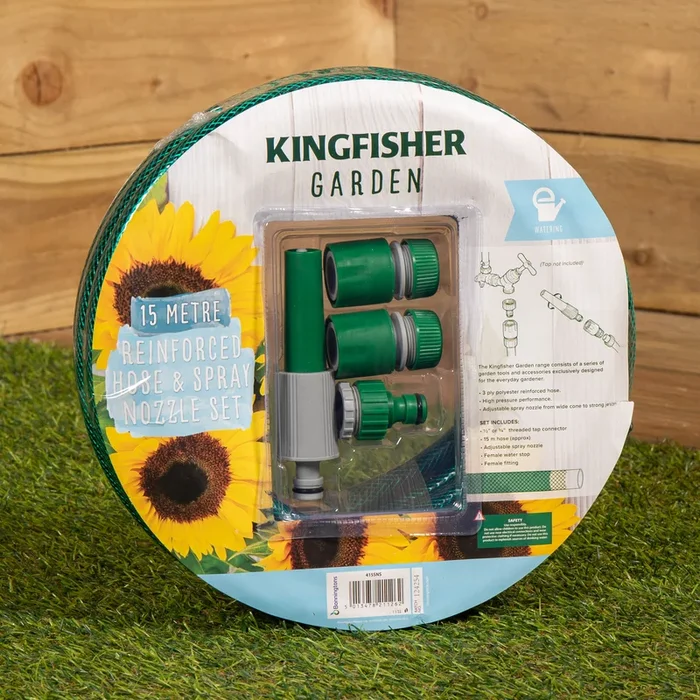 15m Garden Hose and Spray Nozzle Set