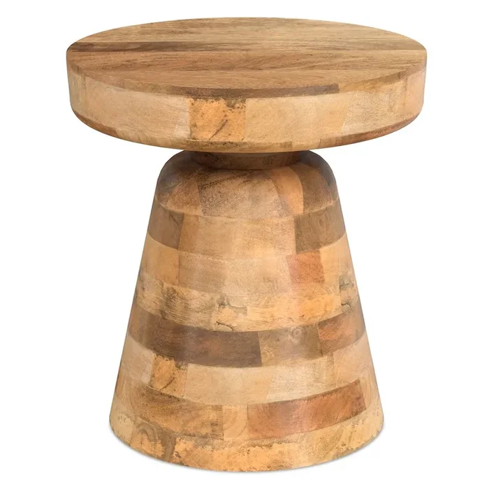 16 inch Wide Round Boho Contemporary Rustic Accent Table in Natural