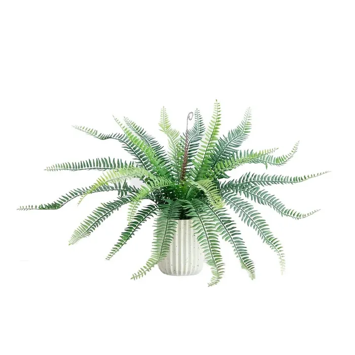 16in. Artificial Boston Fern Plant in Decorative Cement Planter