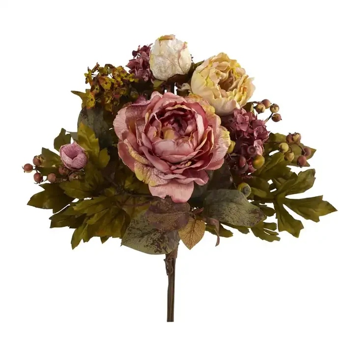 17in. Peony Artificial Flower Bouquet (Set of 2)