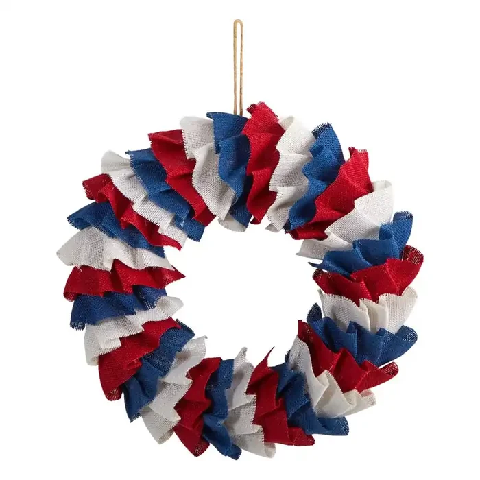 18in. Red White and Blue Americana Burlap Wreath