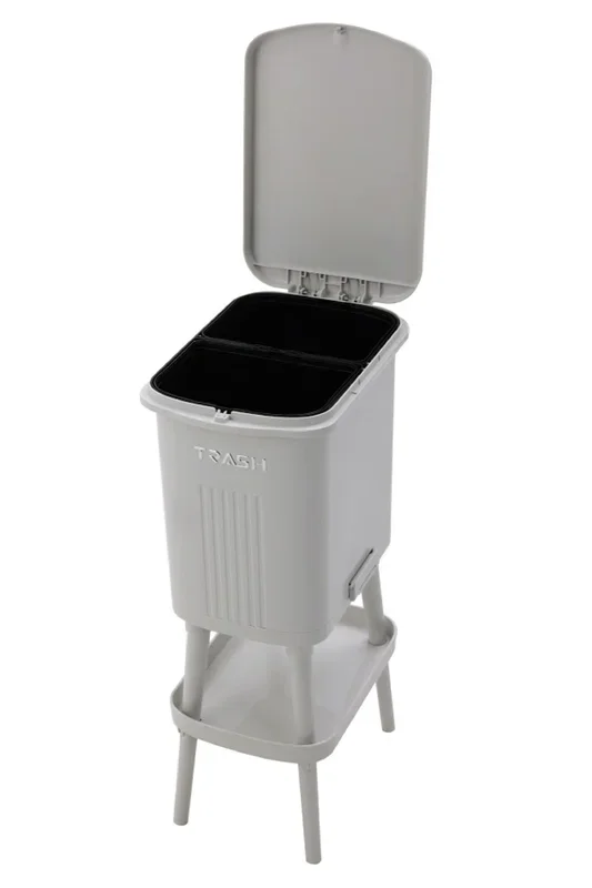 18L 2-layer Recycling Dustbin Trash Bin with 2 Inner Bucket Shelf
