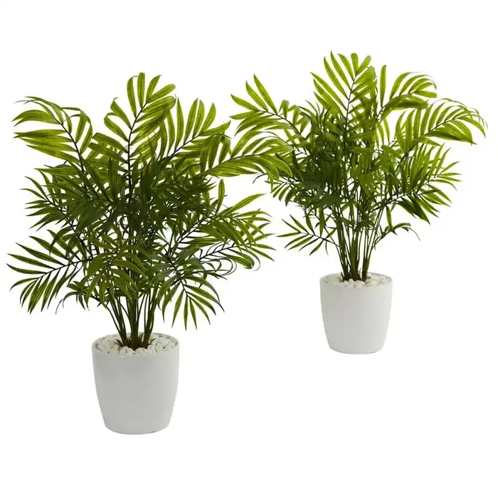 19.5in. Palms in White Planter Artificial Plant (Set of 2)