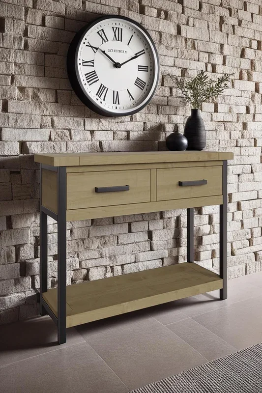2 Drawer Solid Pine Hallway Console Table