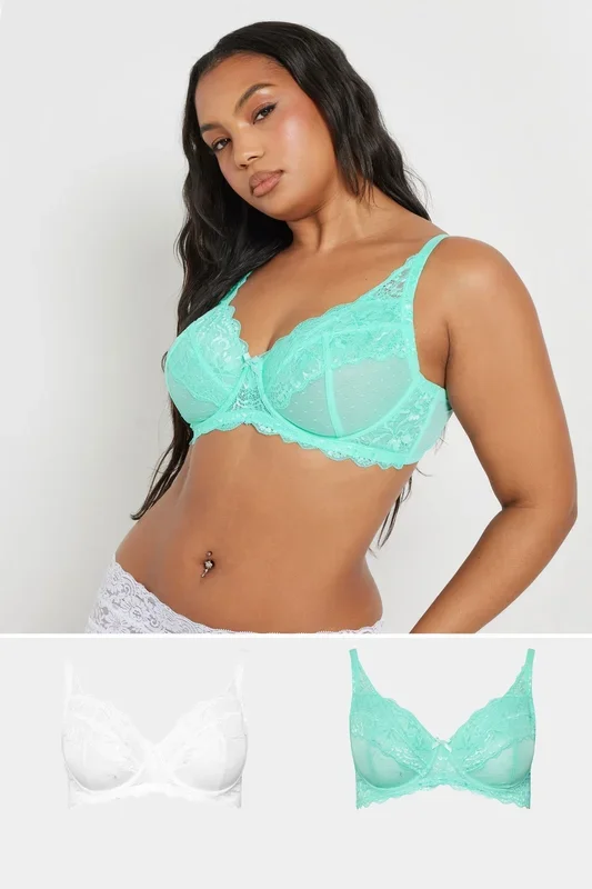 2 Pack Lace Underwired Mesh Bras