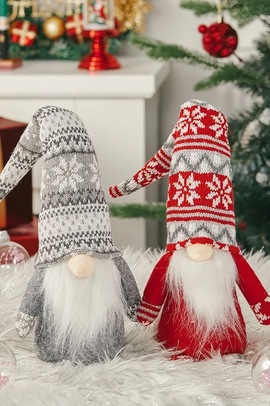 2 Pcs Christmas Santa Gnome Plush Doll Ornament Elf Decor