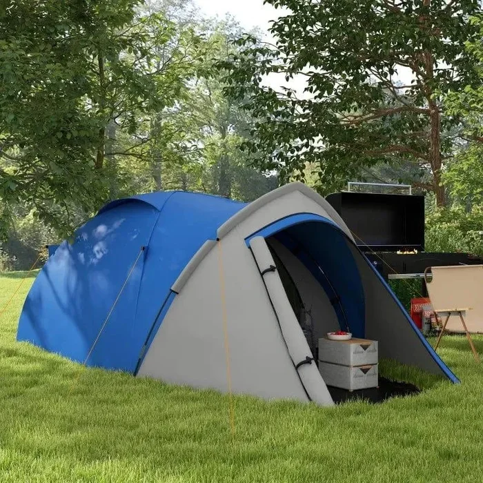 2-PersonDome Tent with Front Vestibule – 2000mm Waterproof Rating | Blue and Grey OUTSUNNY