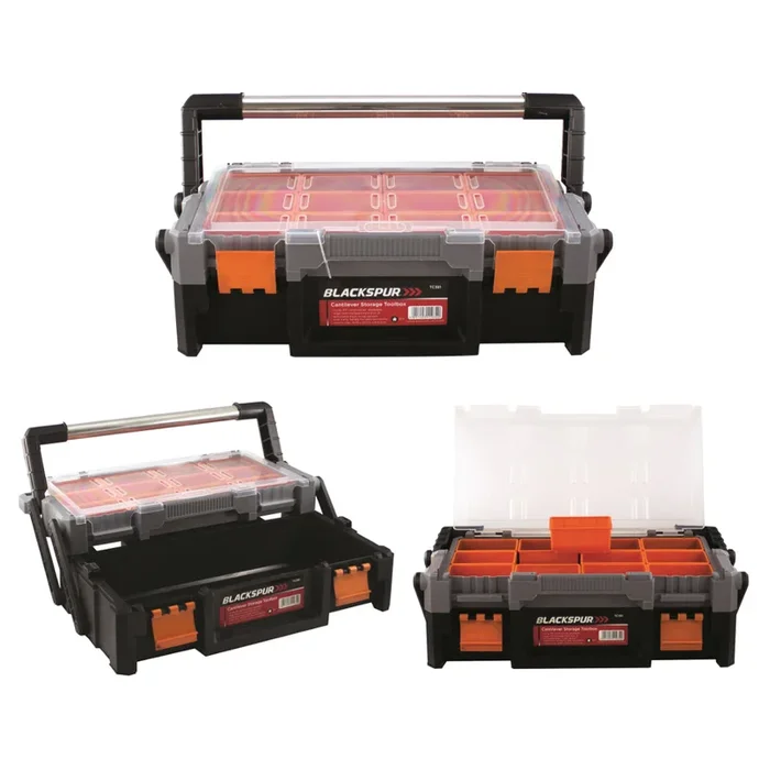 2 Tier 18” Cantilever Tool Storage Box Organiser Carry Case Trays Screws Nails