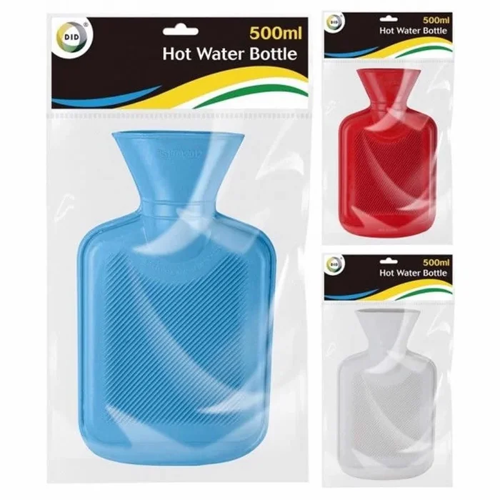 2 x Hot Water Bottles Natural Rubber Heat Therapy Warmer Pain Relief 500ml 2PK
