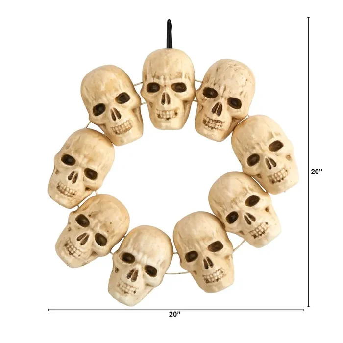 20in. Halloween Skull Wreath with Lighted Eyes