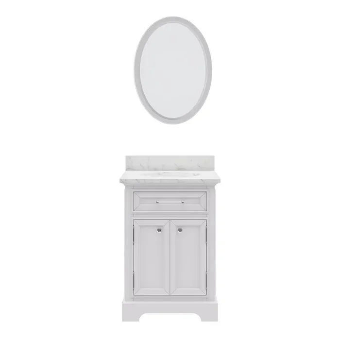 24 In. Single Sink Carrara White Marble Countertop Bath Vanity In Pure White