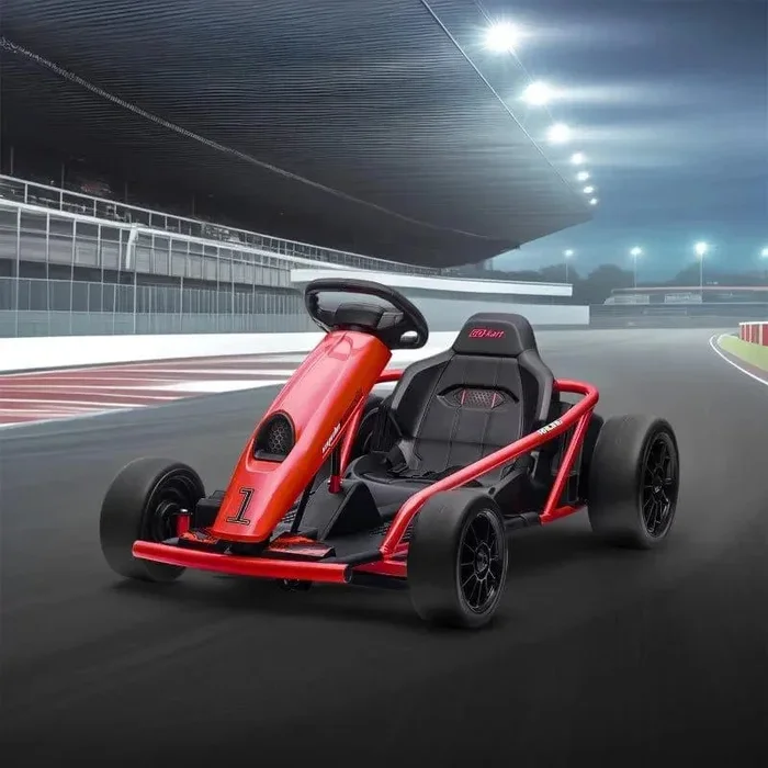 24V Kids Electric Drift Go Kart – Red | Dual-Drive – Speeds up to 13km/h HOMCOM