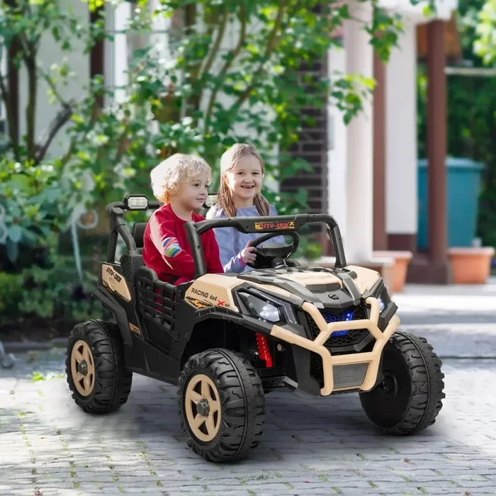24V Kids Ride-On UTV – Khaki | Ultimate Two-Seater SUV with Extended Remote Range AIYAPLAY