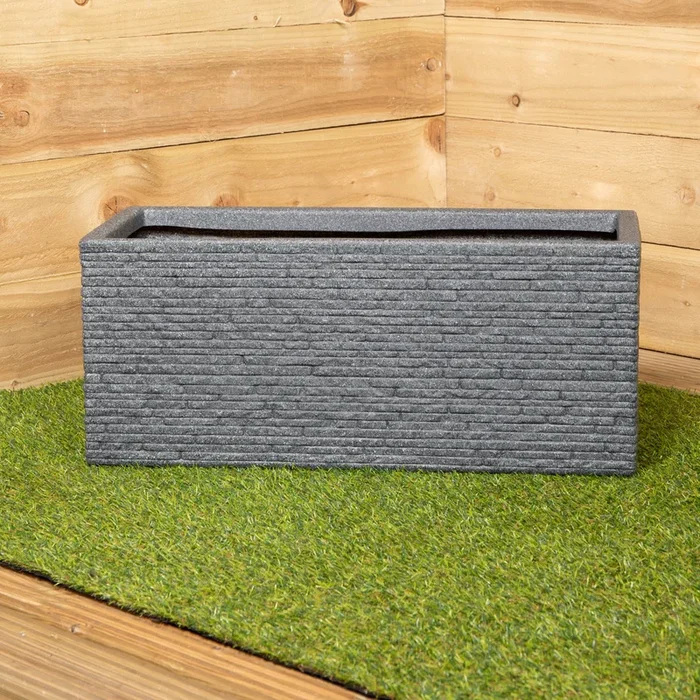 25cm Plastic Ash Grey Slate Effect Garden Patio Trough