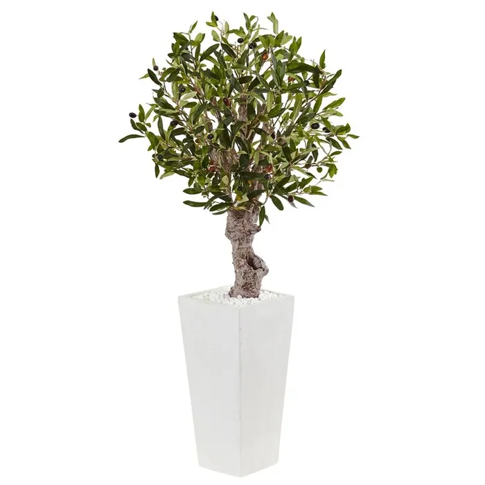 3.5ft. Olive Artificial Tree in White Tower Planter
