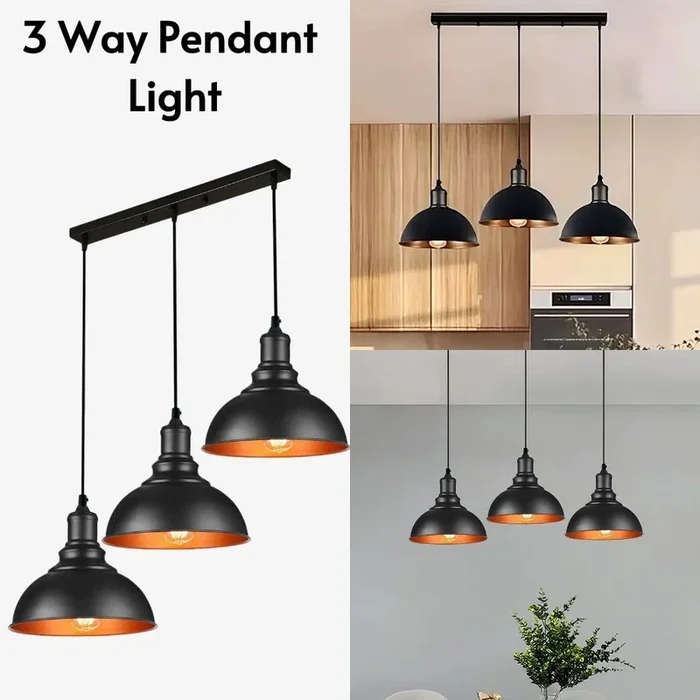 3 Head Vintage Lamp Shade Hanging Ceiling Pendant Lights~3507