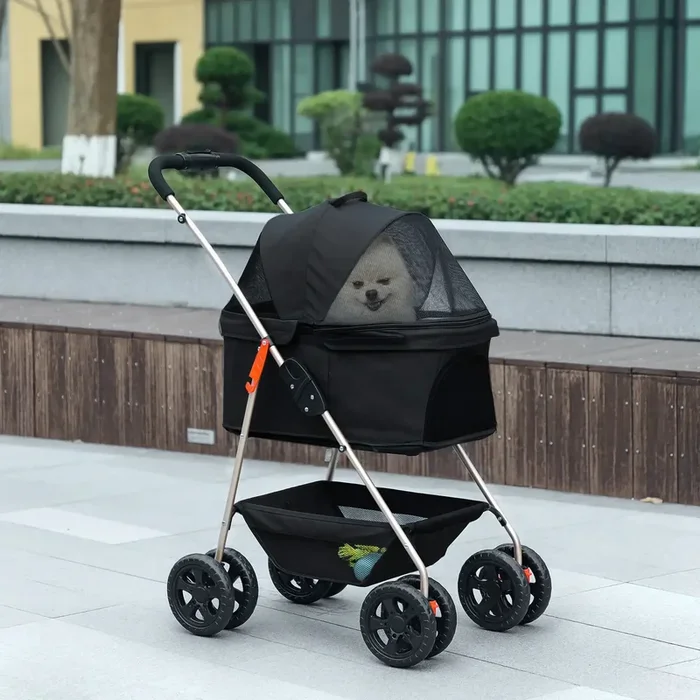 3-in-1 Dog Stroller – Black Pet Pram, Car Seat and Carry Bag | Small Dogs and Cats PAWHUT