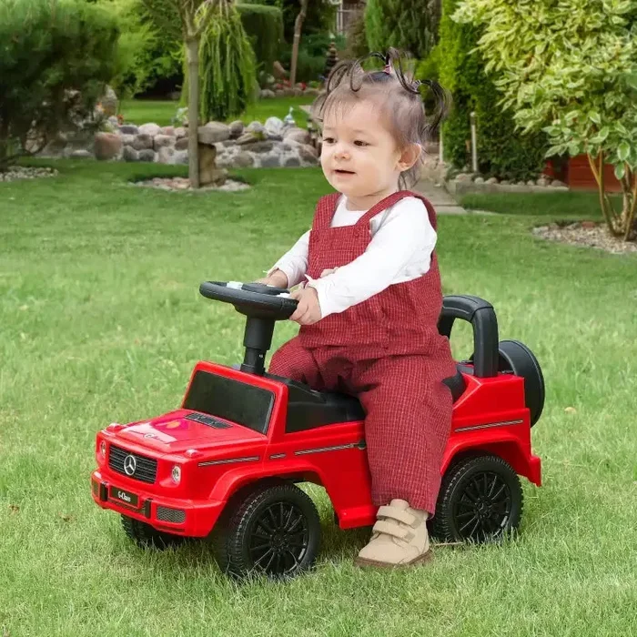 3-in-1 Kids Licensed Mercedes Benz G350 Sliding Car – Pink | Foot-to-Floor and Push Toy HOMCOM