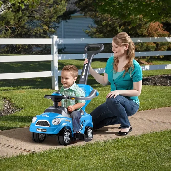 3-in-1 Kids’ Ride-On Push Car – Blue | Stroller, Walking Car and Foot-to-Floor Ride-On COSTWAY