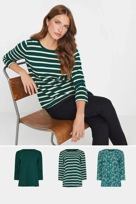 3 Pack Printed & Plain Cotton T-Shirts