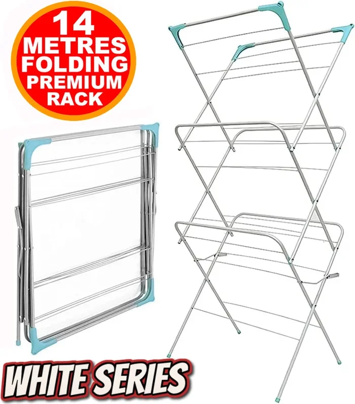 3 Tier Clothes Dryer Airer Foldable Laundry Rack Washing Line Drying Horse 14m
