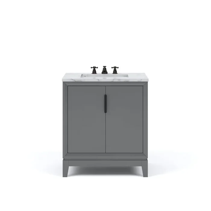 30 In. Single Sink Carrara White Marble Countertop Bath Vanity In Cashmere Grey